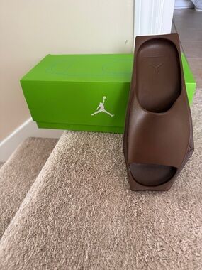 Jordan Brown Slide Sandals with Embossed Jumpman